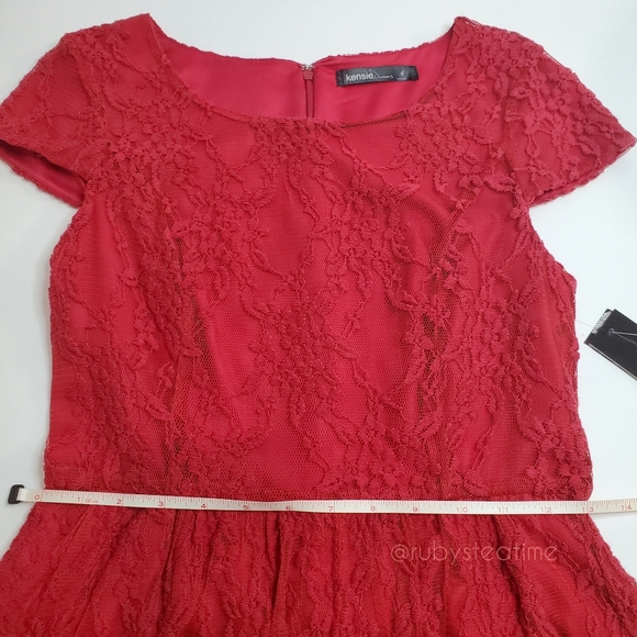 Cherry Red Lace Dress, Cap Sleeve, Wedding Guest, Prom, Dates, Valentine, NWT - Picture 9 of 13